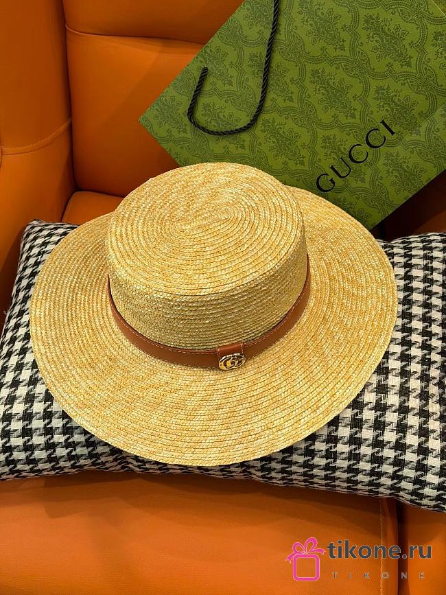 Gucci Straw Hat With Leather Detail in Natural  - 1