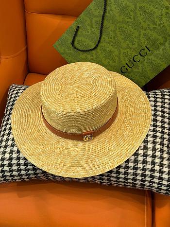 Gucci Straw Hat With Leather Detail in Natural 