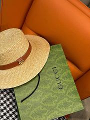 Gucci Straw Hat With Leather Detail in Natural  - 2
