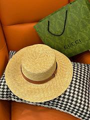 Gucci Straw Hat With Leather Detail in Natural  - 5