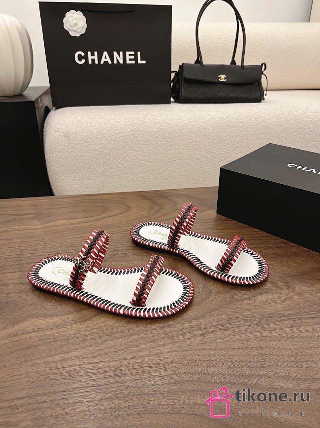 Chanel Mules Calfskin White, Black & Burgundy G47142 - 1