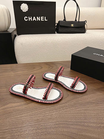 Chanel Mules Calfskin White, Black & Burgundy G47142