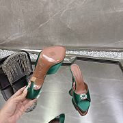 Amina Muaddi Mini Camelia Embellished Satin Mules Green 10cm - 2