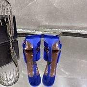Amina Muaddi Mini Camelia Embellished Satin Mules Blue 10cm - 5