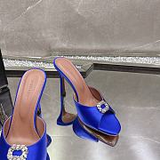 Amina Muaddi Mini Camelia Embellished Satin Mules Blue 10cm - 3