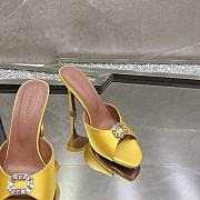 Amina Muaddi Mini Camelia Embellished Satin Mules Yellow 10cm - 5