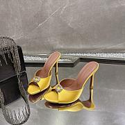 Amina Muaddi Mini Camelia Embellished Satin Mules Yellow 10cm - 3
