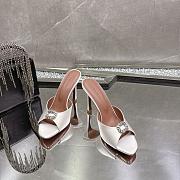 Amina Muaddi Mini Camelia Embellished Satin Mules White 10cm - 5