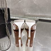 Amina Muaddi Mini Camelia Embellished Satin Mules White 10cm - 4