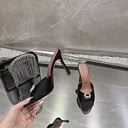 Amina Muaddi Mini Camelia Embellished Satin Mules Black 10cm - 5