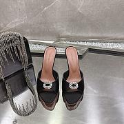 Amina Muaddi Mini Camelia Embellished Satin Mules Black 10cm - 4