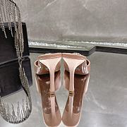 Amina Muaddi Mini Camelia Embellished Satin Mules Beige 10cm - 6