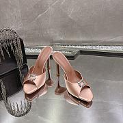 Amina Muaddi Mini Camelia Embellished Satin Mules Beige 10cm - 5