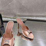 Amina Muaddi Mini Camelia Embellished Satin Mules Beige 10cm - 4