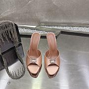 Amina Muaddi Mini Camelia Embellished Satin Mules Beige 10cm - 2