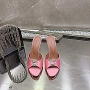 Amina Muaddi Mini Camelia Embellished Satin Mules Coral 10cm - 1