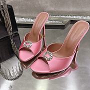 Amina Muaddi Mini Camelia Embellished Satin Mules Coral 10cm - 2
