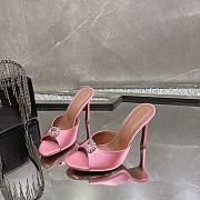 Amina Muaddi Mini Camelia Embellished Satin Mules Coral 10cm - 3