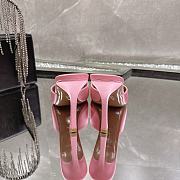 Amina Muaddi Mini Camelia Embellished Satin Mules Coral 10cm - 6