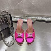 Amina Muaddi Mini Camelia Embellished Satin Mules Pink 10cm - 1