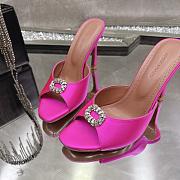 Amina Muaddi Mini Camelia Embellished Satin Mules Pink 10cm - 6