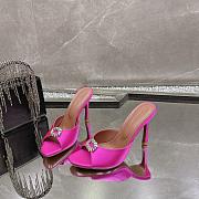 Amina Muaddi Mini Camelia Embellished Satin Mules Pink 10cm - 5