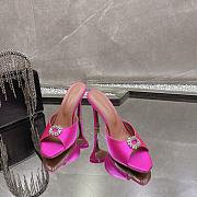 Amina Muaddi Mini Camelia Embellished Satin Mules Pink 10cm - 4