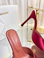 Amina Muaddi Mini Camelia Embellished Satin Mules Burgundy 10cm - 4