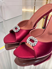Amina Muaddi Mini Camelia Embellished Satin Mules Burgundy 10cm - 6