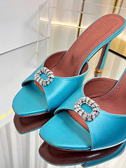 Amina Muaddi Mini Camelia Embellished Satin Mules Turquoise 10cm - 6