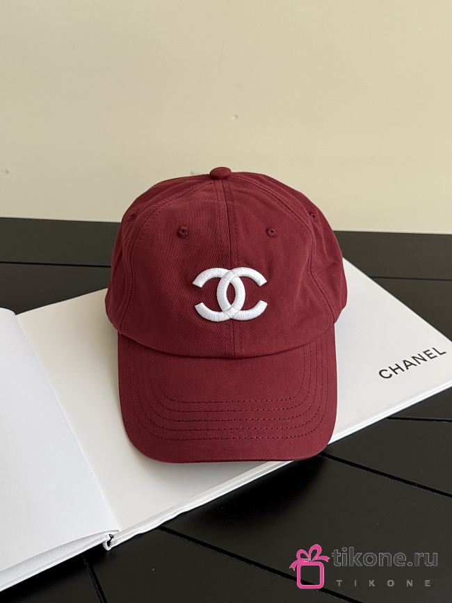 Chanel Cap Cotton Burrgundy & White - 1
