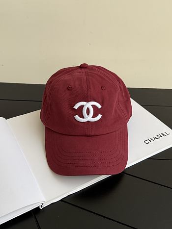 Chanel Cap Cotton Burrgundy & White