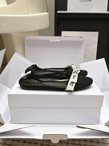 J'Adior Ballet Flat Black Mesh