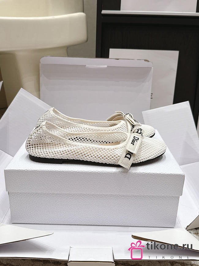 J'Adior Ballet Flat White Mesh - 1