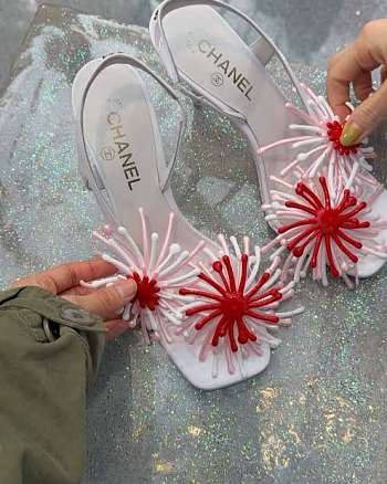 Chanel Floral Slingback White
