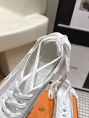 Hermes Mascot Sneaker Prunoir/Blanc Canvas and Nappa Leather H261008Z - 3