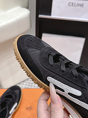 Hermes Mascot Sneaker Noir/Blanc Parachute Fabric and Suede Goatskin H261006Z - 2