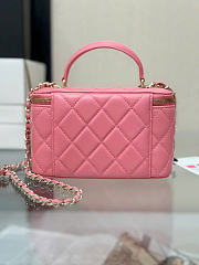 Chanel Lamskin Quited Small Top Handle Vanity Case With Chain Pink - 17x9.5x8cm - 2