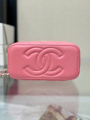Chanel Lamskin Quited Small Top Handle Vanity Case With Chain Pink - 17x9.5x8cm - 3