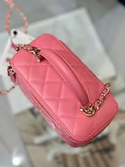 Chanel Lamskin Quited Small Top Handle Vanity Case With Chain Pink - 17x9.5x8cm - 4