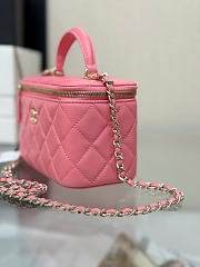 Chanel Lamskin Quited Small Top Handle Vanity Case With Chain Pink - 17x9.5x8cm - 5