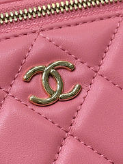 Chanel Lamskin Quited Small Top Handle Vanity Case With Chain Pink - 17x9.5x8cm - 6