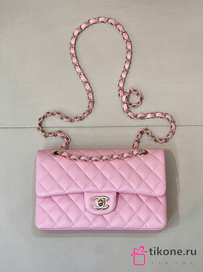 Chanel Classic Light Pink Lamskin Light Gold Hardware Bag - 15.5×25.5×6.5cm - 1