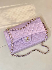 Chanel Classic Light Purple Lamskin Light Gold Hardware Bag - 15.5×25.5×6.5cm - 4