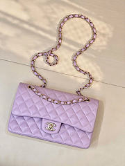 Chanel Classic Light Purple Lamskin Light Gold Hardware Bag - 15.5×25.5×6.5cm - 2