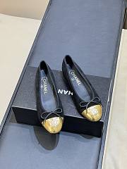 Chanel Ballet Flats Suede & Crackled Laminated Calfskin Black & Gold - 1