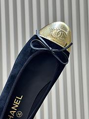 Chanel Ballet Flats Suede & Crackled Laminated Calfskin Black & Gold - 4
