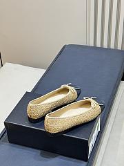 Chanel Ballet Flats Cotton Tweed & Grosgrain Gold, Beige & Black - 3