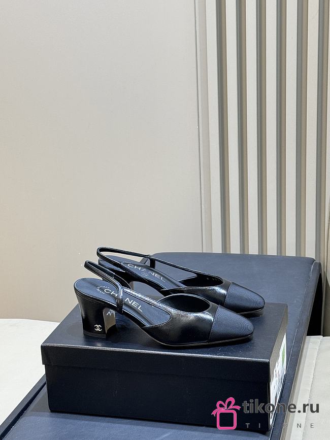 Chanel Slingbacks Goatskin & Grosgrain Black 65mm  - 1