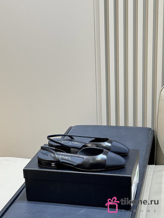 Chanel Slingbacks Goatskin & Grosgrain Black 20mm - 1